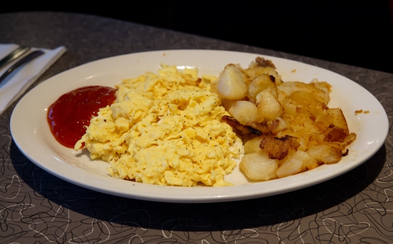 Scrambled eggs and Potatoes